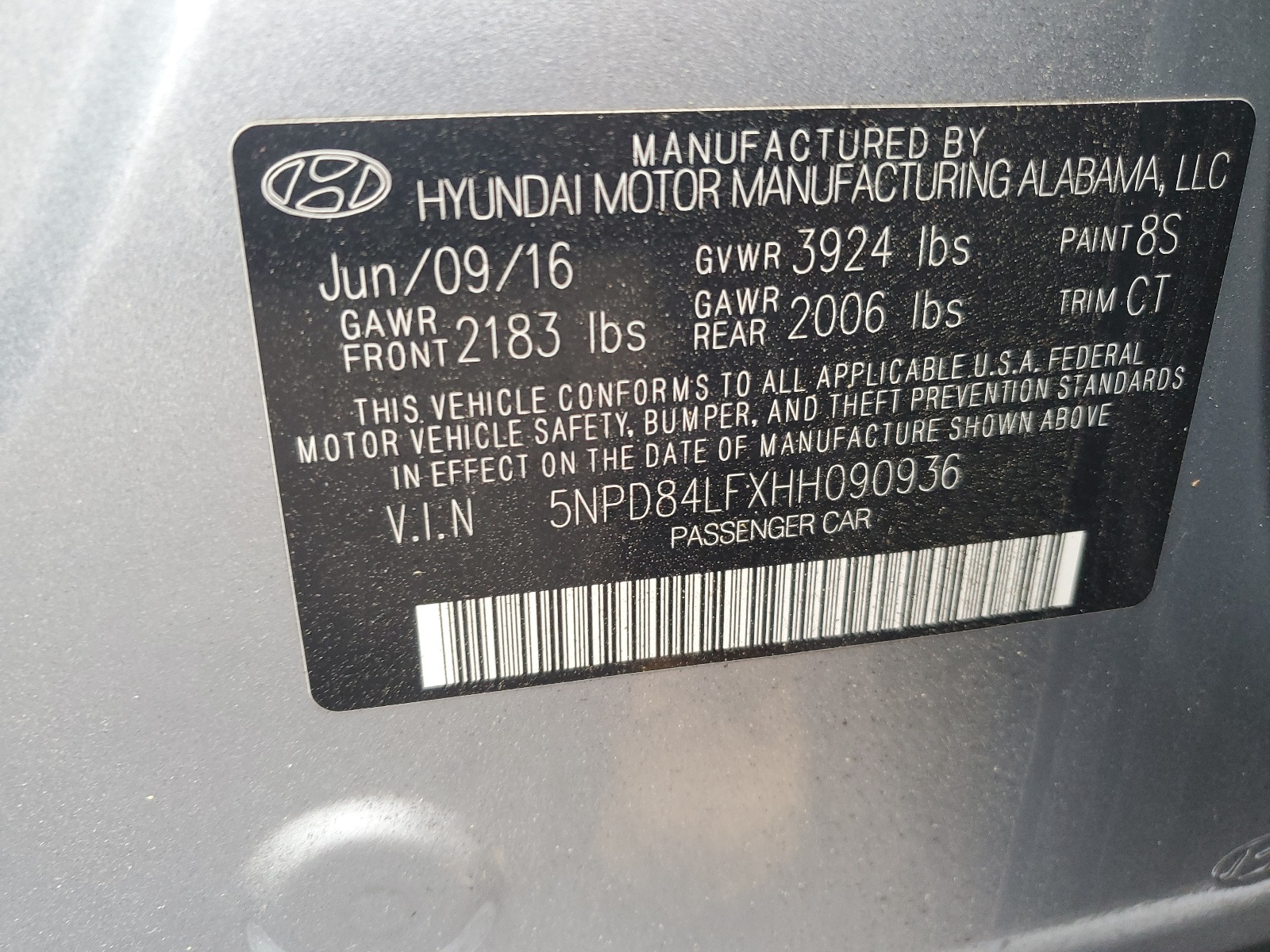 5NPD84LFXHH090936 2017 Hyundai Elantra Se