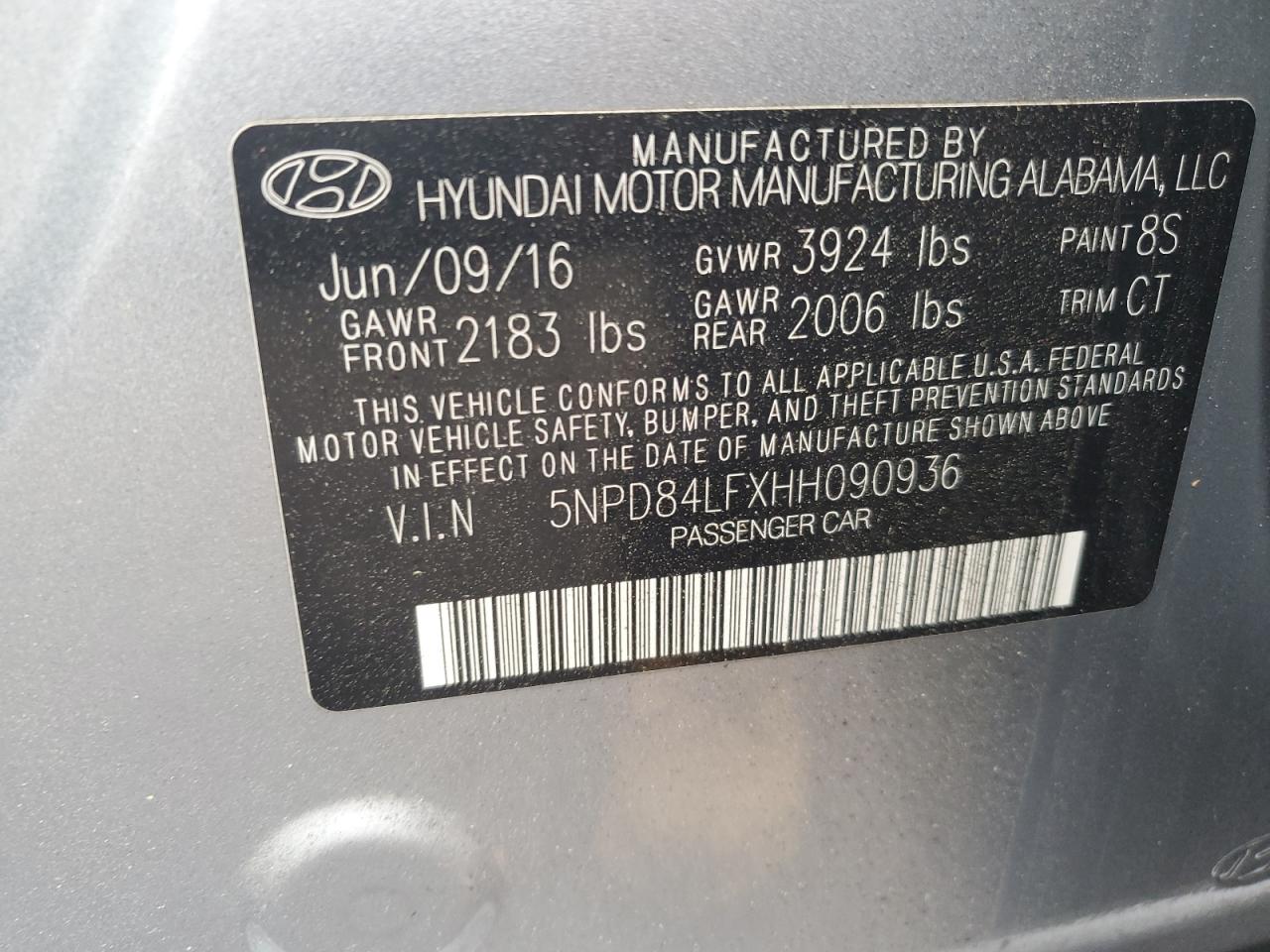 2017 Hyundai Elantra Se VIN: 5NPD84LFXHH090936 Lot: 65268004