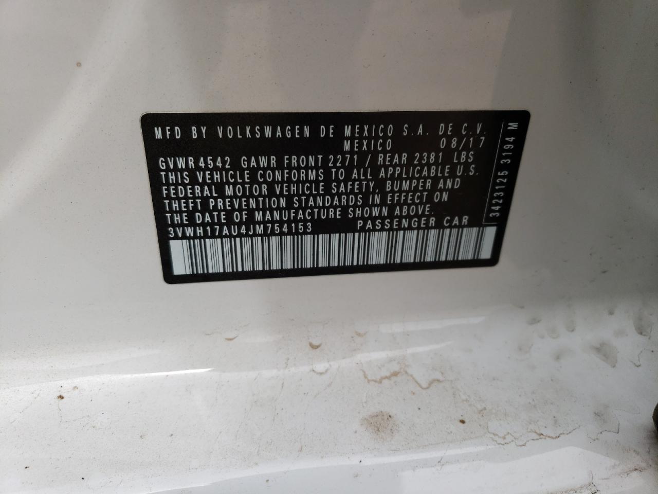 2018 Volkswagen Golf Alltrack S VIN: 3VWH17AU4JM754153 Lot: 61332024