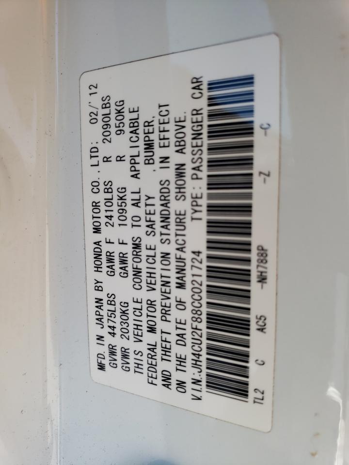 JH4CU2F88CC021724 2012 Acura Tsx Se