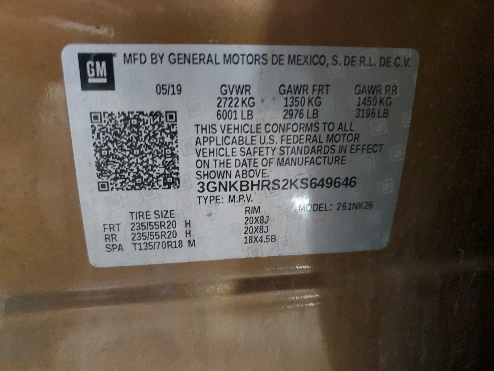 3GNKBHRS2KS649646 2019 Chevrolet Blazer 3Lt