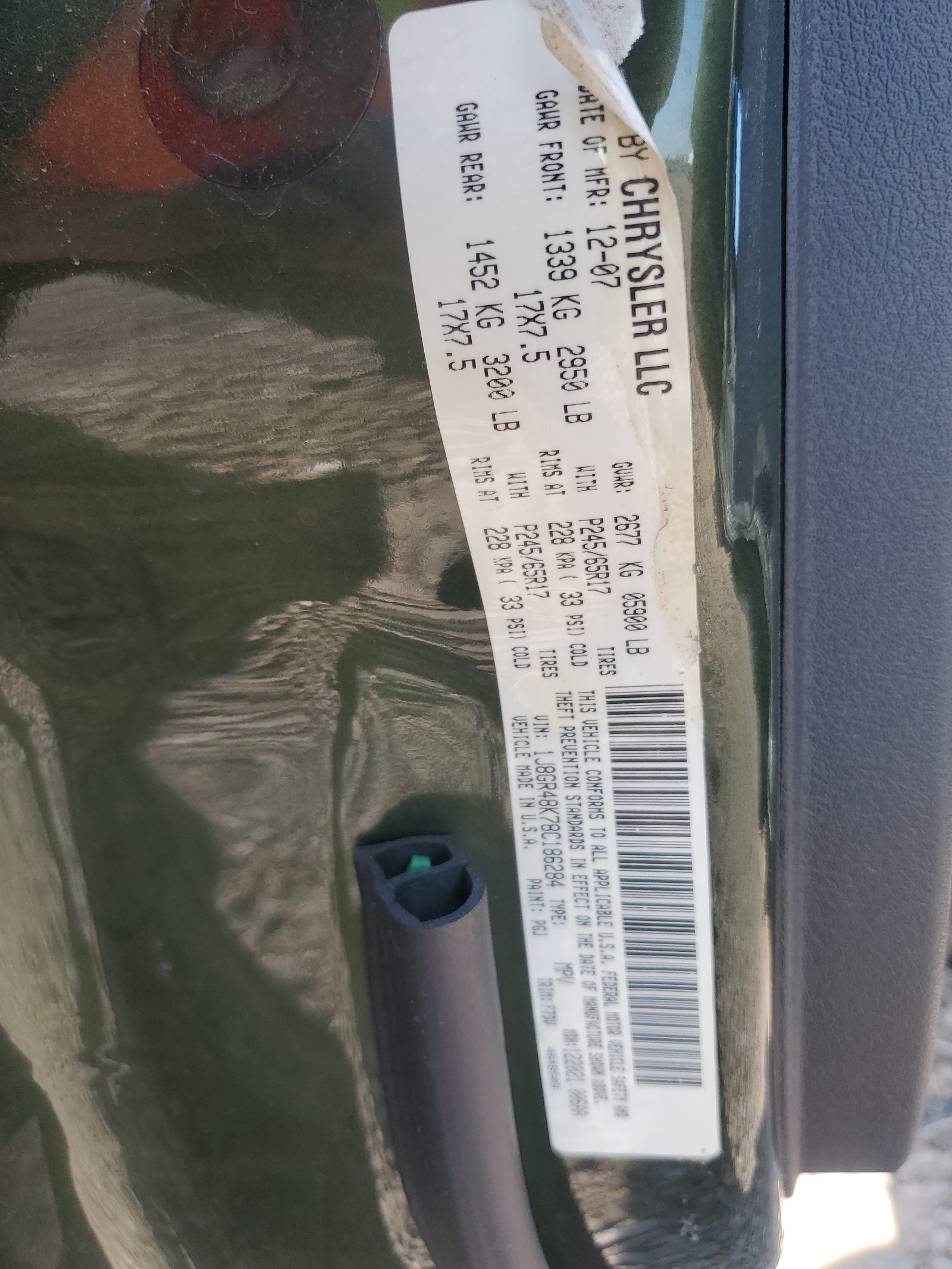 1J8GR48K78C186284 2008 Jeep Grand Cherokee Laredo