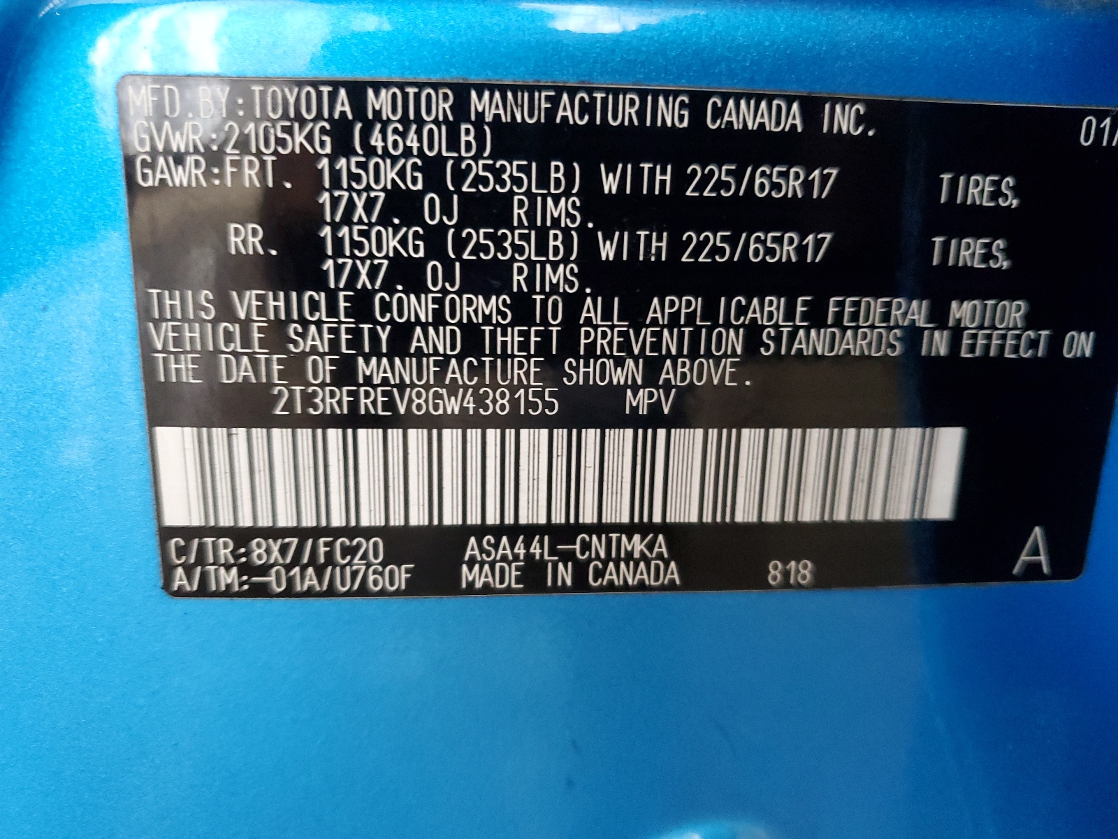 2T3RFREV8GW438155 2016 Toyota Rav4 Xle