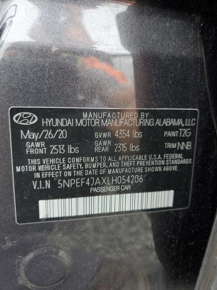 2020 Hyundai Sonata Sel VIN: 5NPEF4JAXLH054206 Lot: 65467554