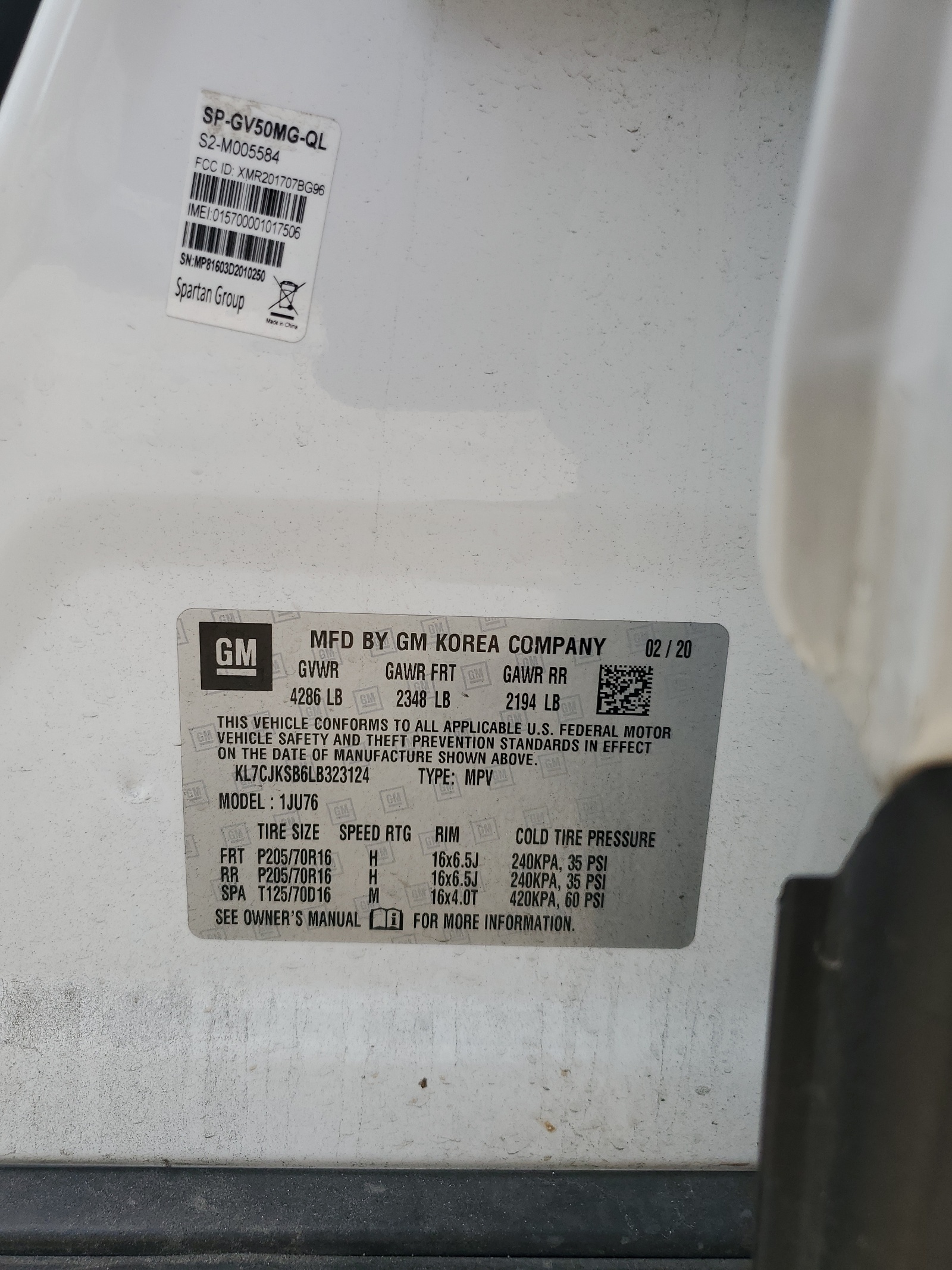 KL7CJKSB6LB323124 2020 Chevrolet Trax Fwd Ls