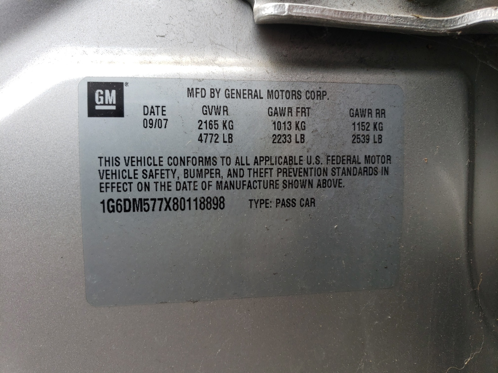 1G6DM577X80118898 2008 Cadillac Cts