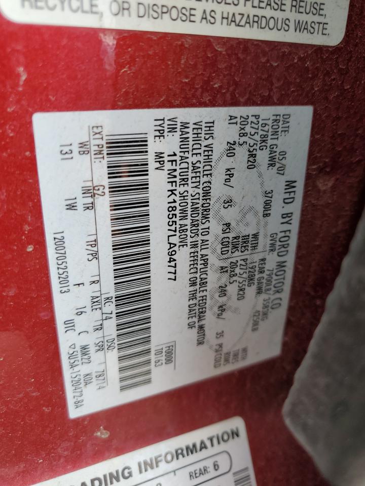 2007 Ford Expedition El Eddie Bauer VIN: 1FMFK18557LA94777 Lot: 63318064