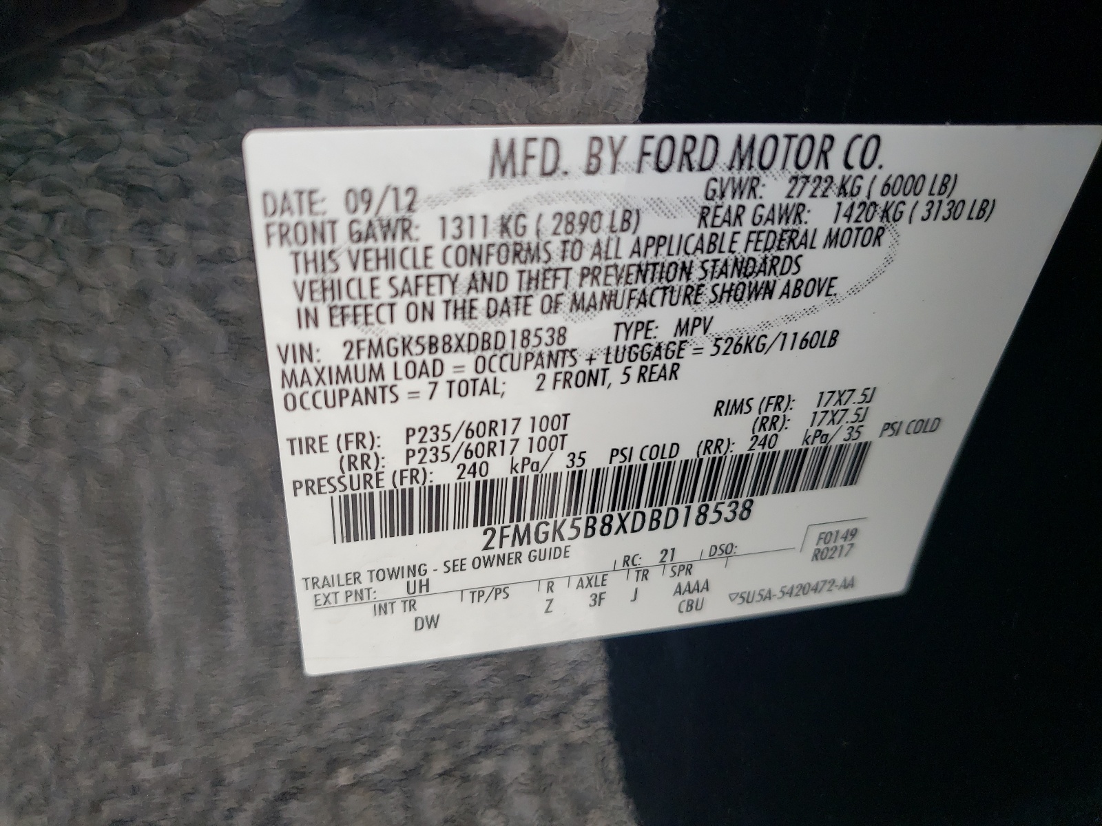 2FMGK5B8XDBD18538 2013 Ford Flex Se