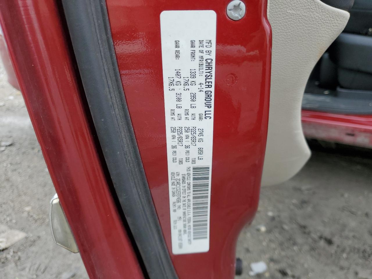 2014 Chrysler Town & Country Touring L VIN: 2C4RC1CG2ER374586 Lot: 64252454