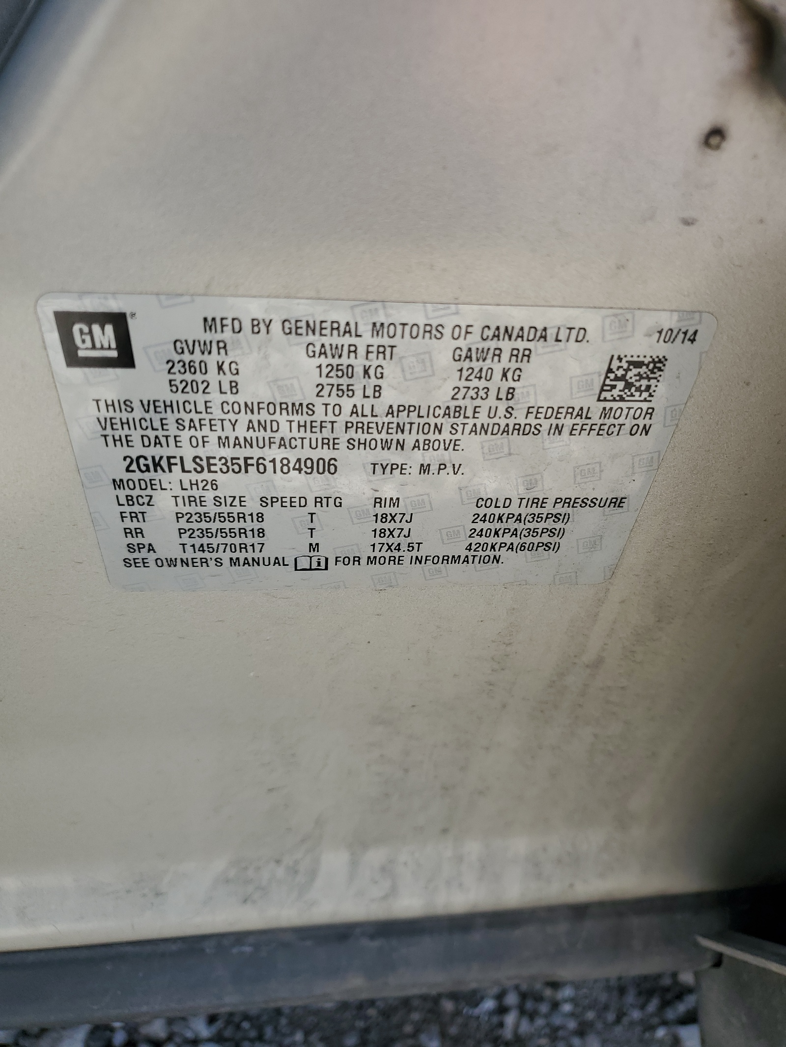 2GKFLSE35F6184906 2015 GMC Terrain Slt