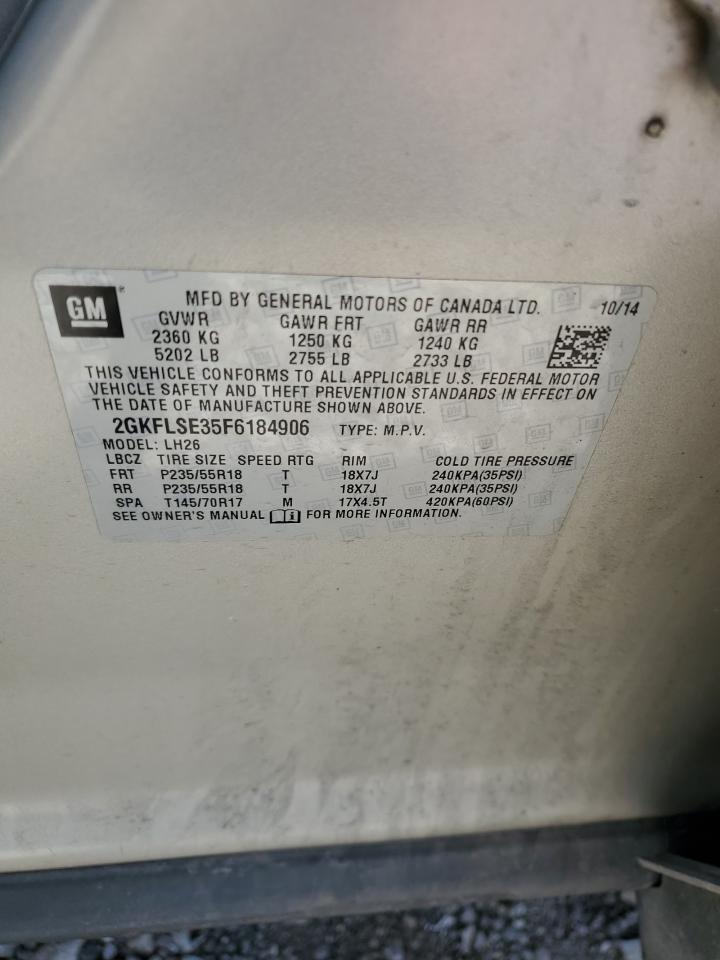 2015 GMC Terrain Slt VIN: 2GKFLSE35F6184906 Lot: 59418194