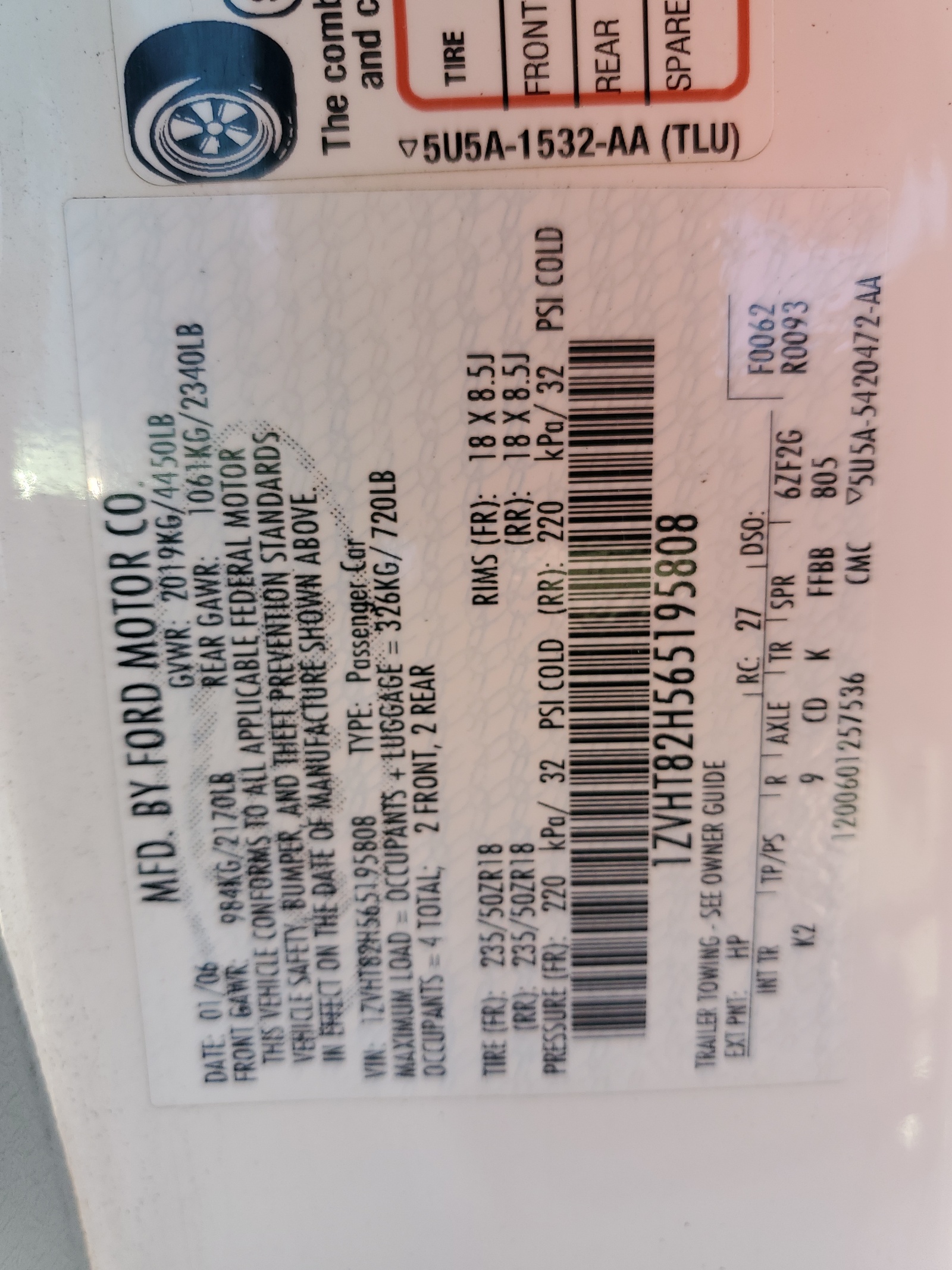 1ZVHT82H565195808 2006 Ford Mustang Gt