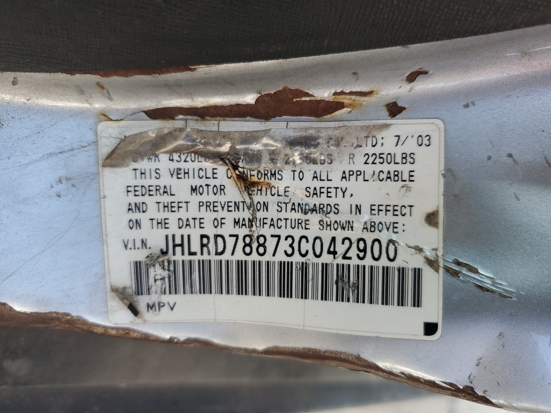 JHLRD78873C042900 2003 Honda Cr-V Ex