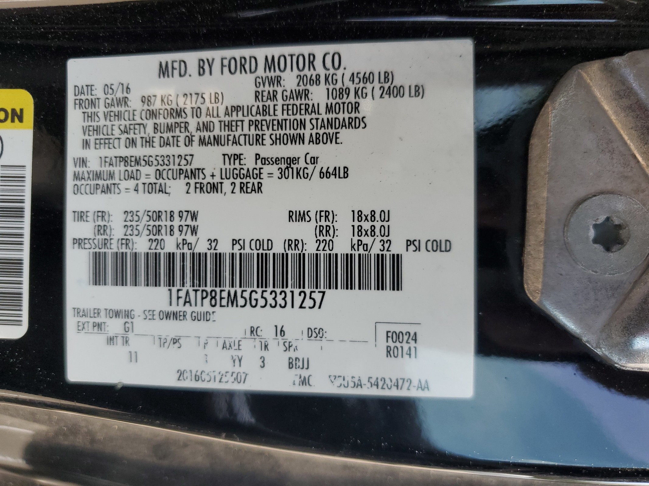 1FATP8EM5G5331257 2016 Ford Mustang