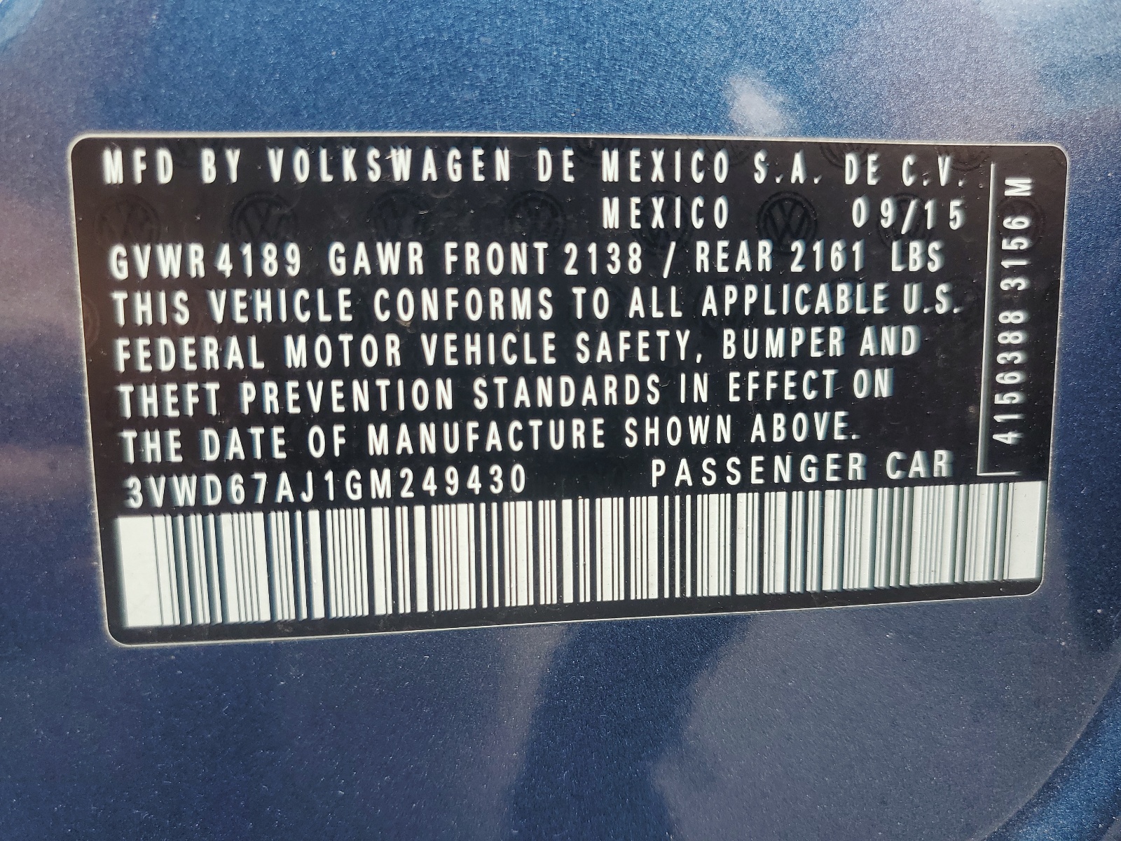 3VWD67AJ1GM249430 2016 Volkswagen Jetta Se