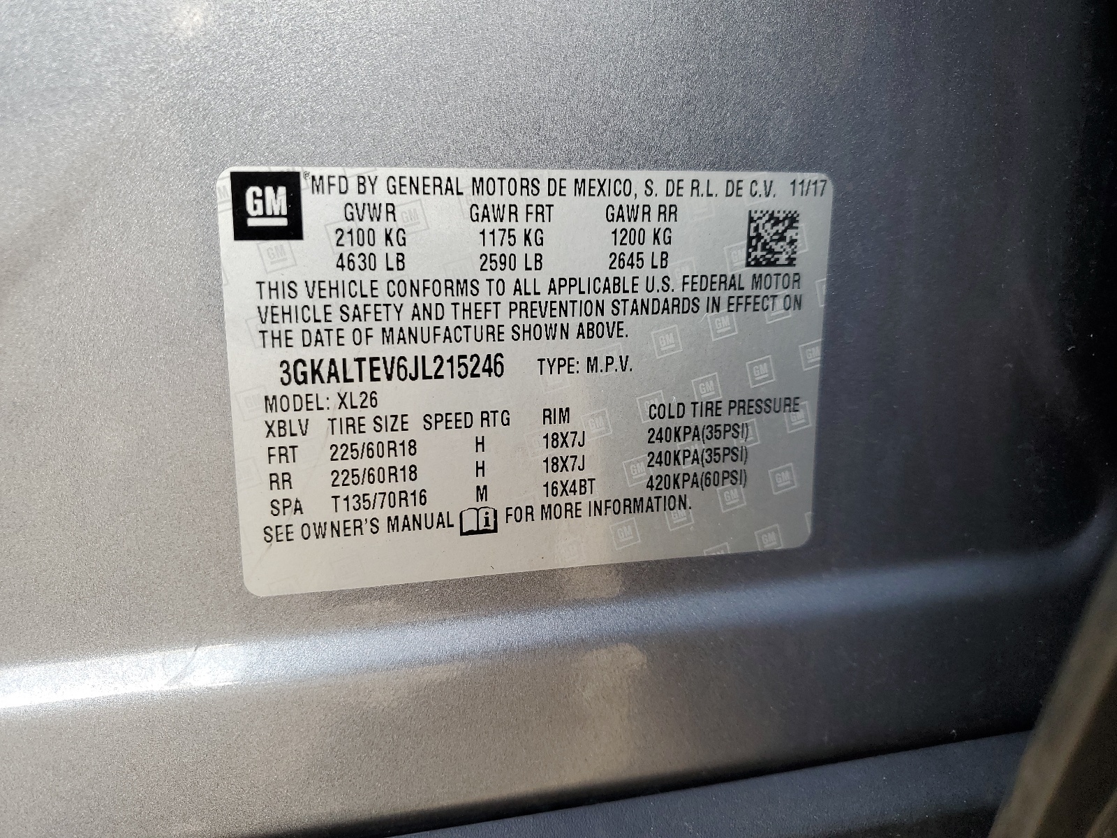 3GKALTEV6JL215246 2018 GMC Terrain Sle