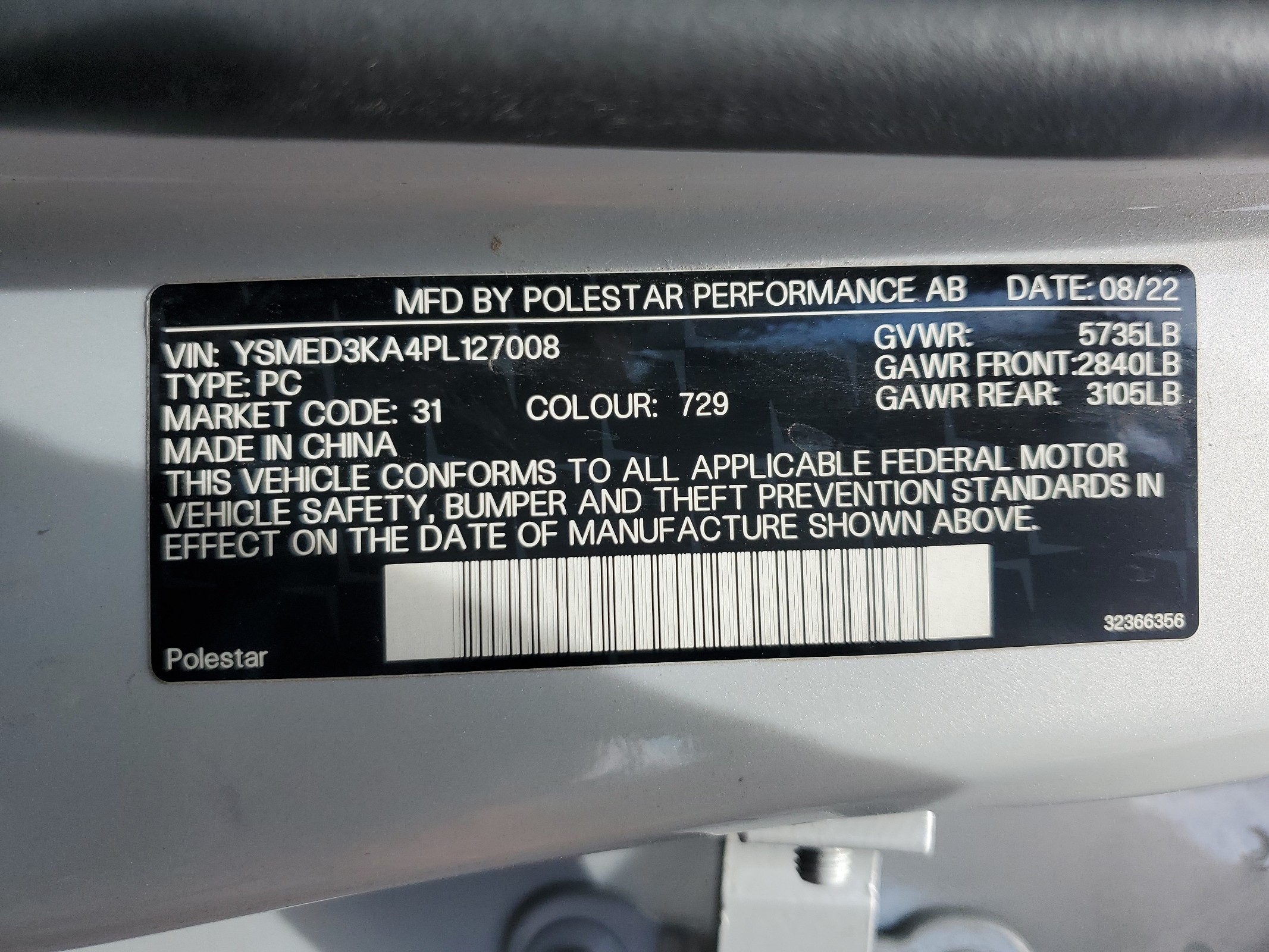 YSMED3KA4PL127008 2023 Polestar 2