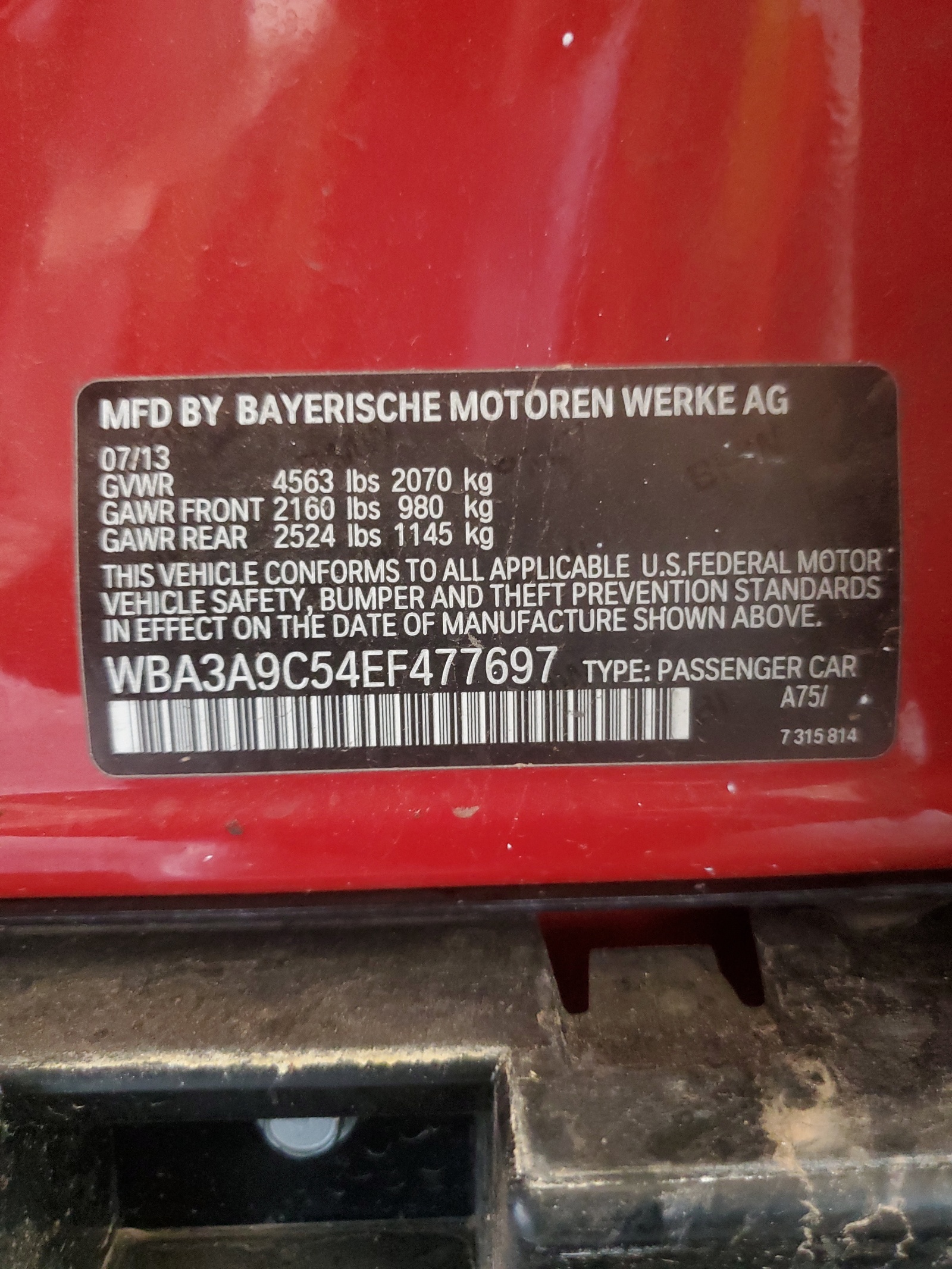 WBA3A9C54EF477697 2014 BMW 335 I