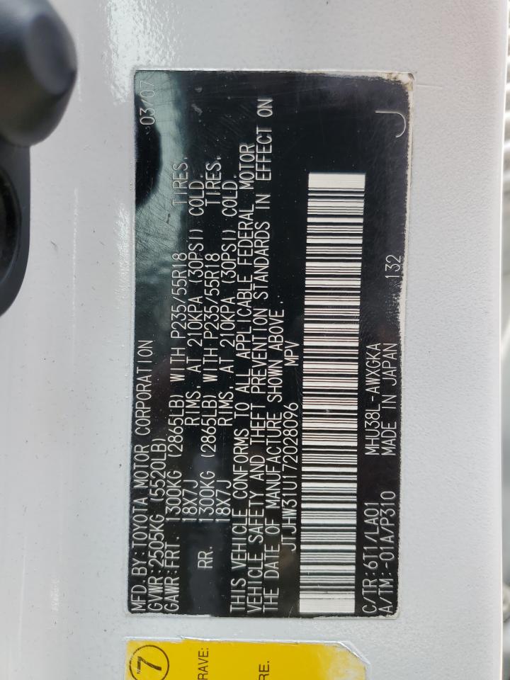 2007 Lexus Rx 400H VIN: JTJHW31U172028096 Lot: 62514004