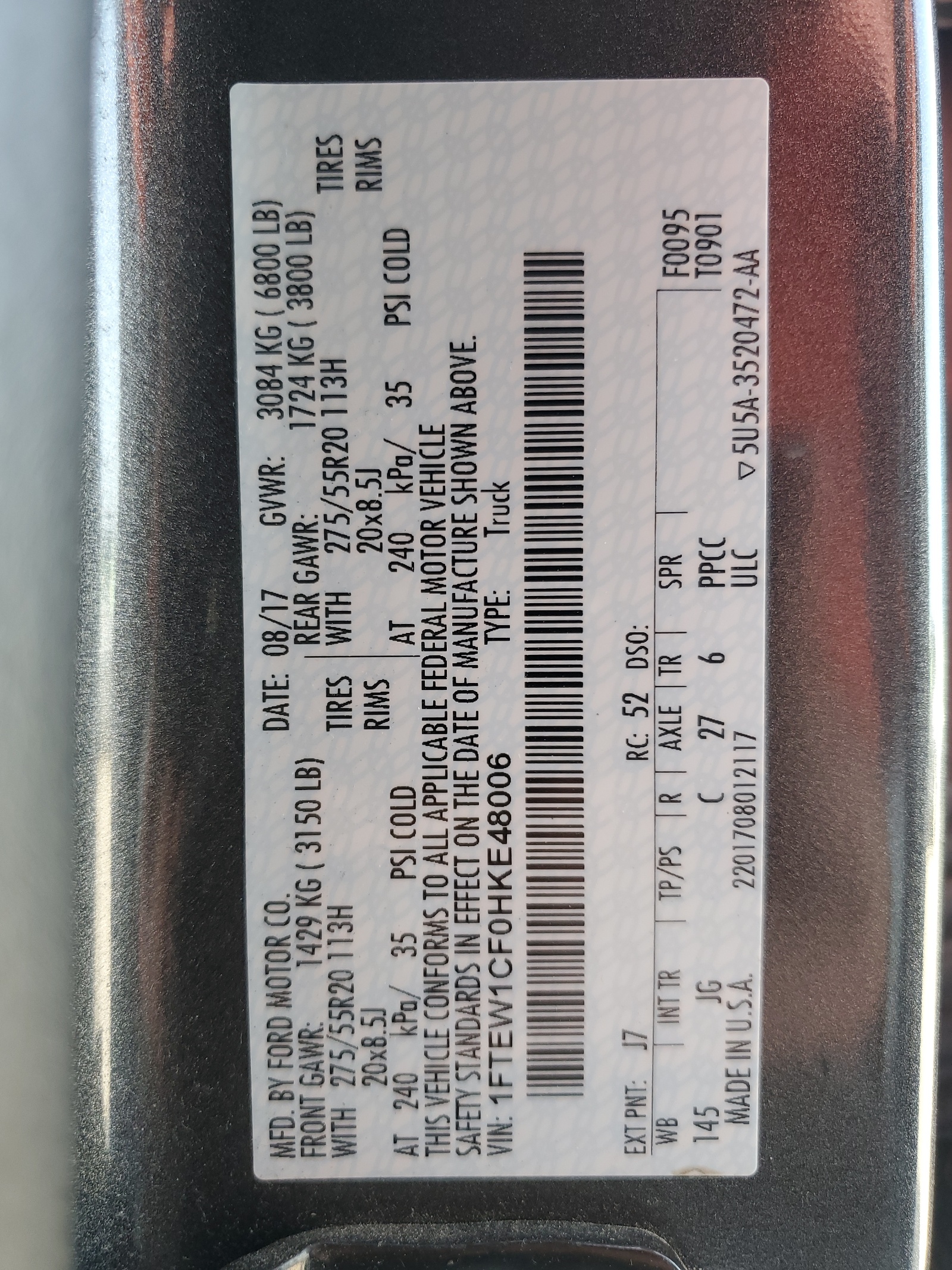 1FTEW1CF0HKE48006 2017 Ford F150 Supercrew