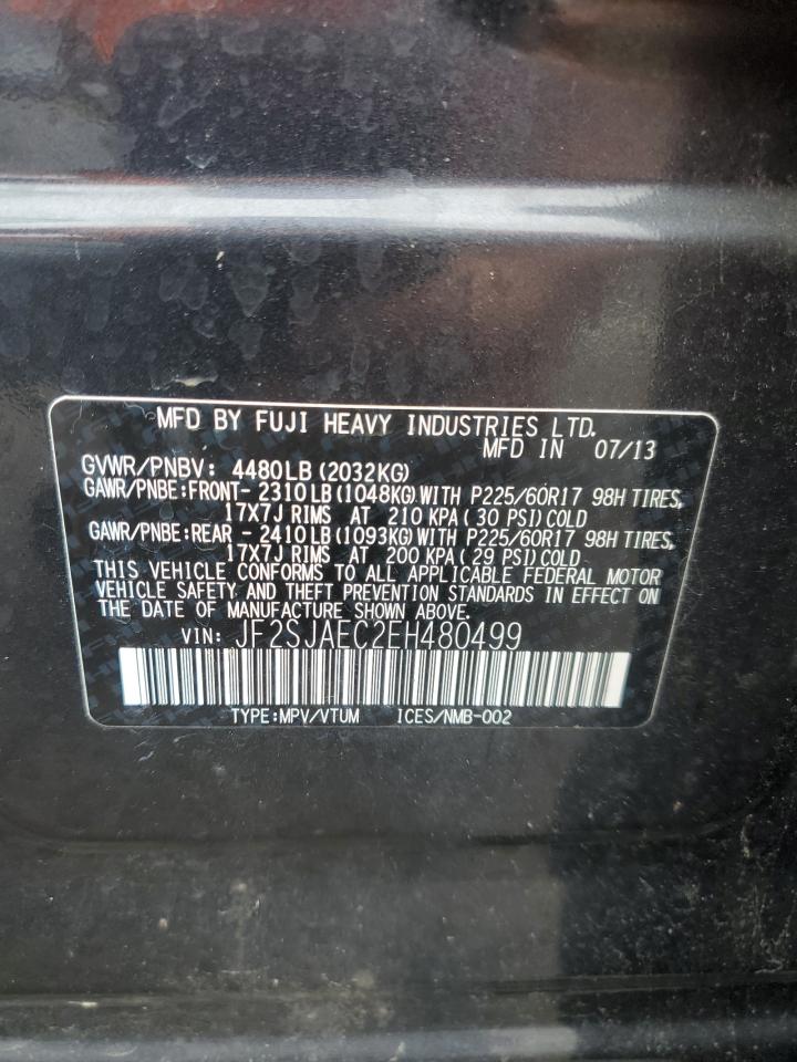 2014 Subaru Forester 2.5I Premium VIN: JF2SJAEC2EH480499 Lot: 62625094