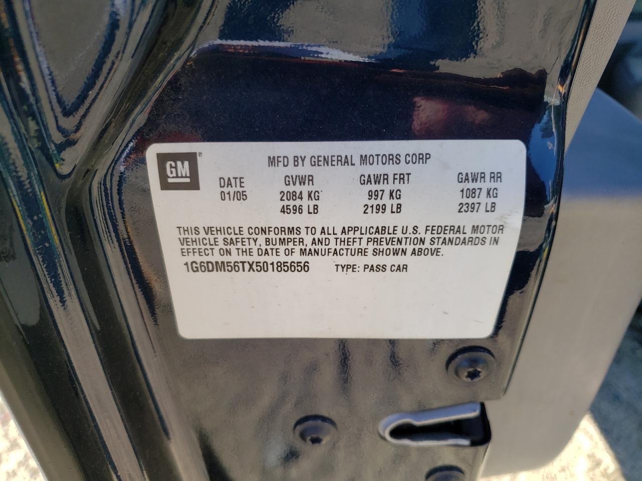 2005 Cadillac Cts VIN: 1G6DM56TX50185656 Lot: 61269424