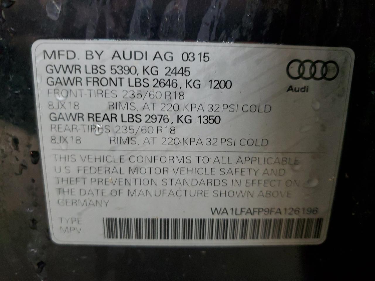 WA1LFAFP9FA126196 2015 Audi Q5 Premium Plus