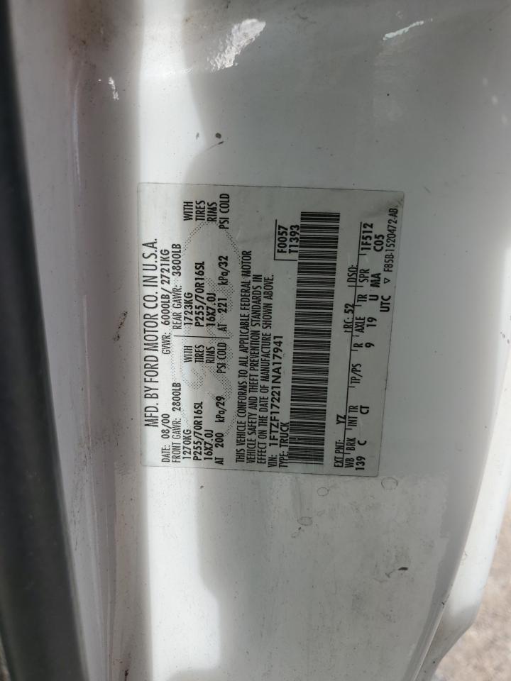 2001 Ford F150 VIN: 1FTZF17221NA17941 Lot: 63903984