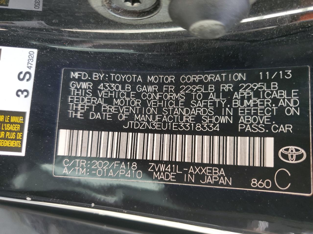 2014 Toyota Prius V VIN: JTDZN3EU1E3318334 Lot: 64920104