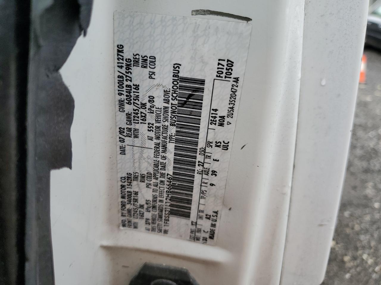 2002 Ford Econoline E350 Super Duty Wagon VIN: 1FBSS31L12HB66467 Lot: 64828054