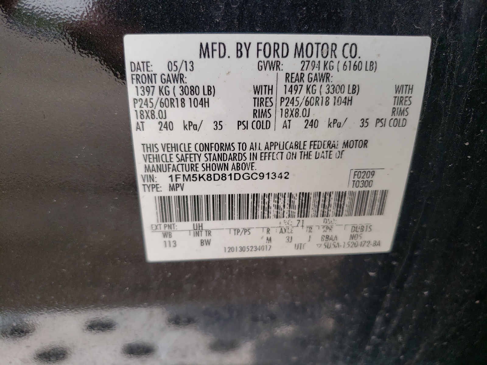 1FM5K8D81DGC91342 2013 Ford Explorer Xlt