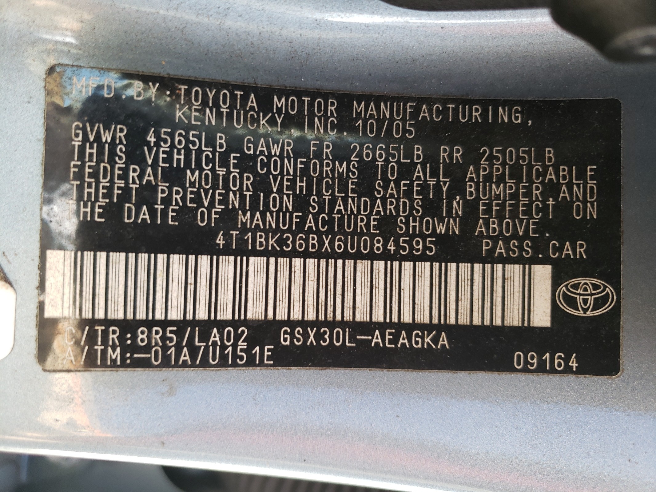 4T1BK36BX6U084595 2006 Toyota Avalon Xl