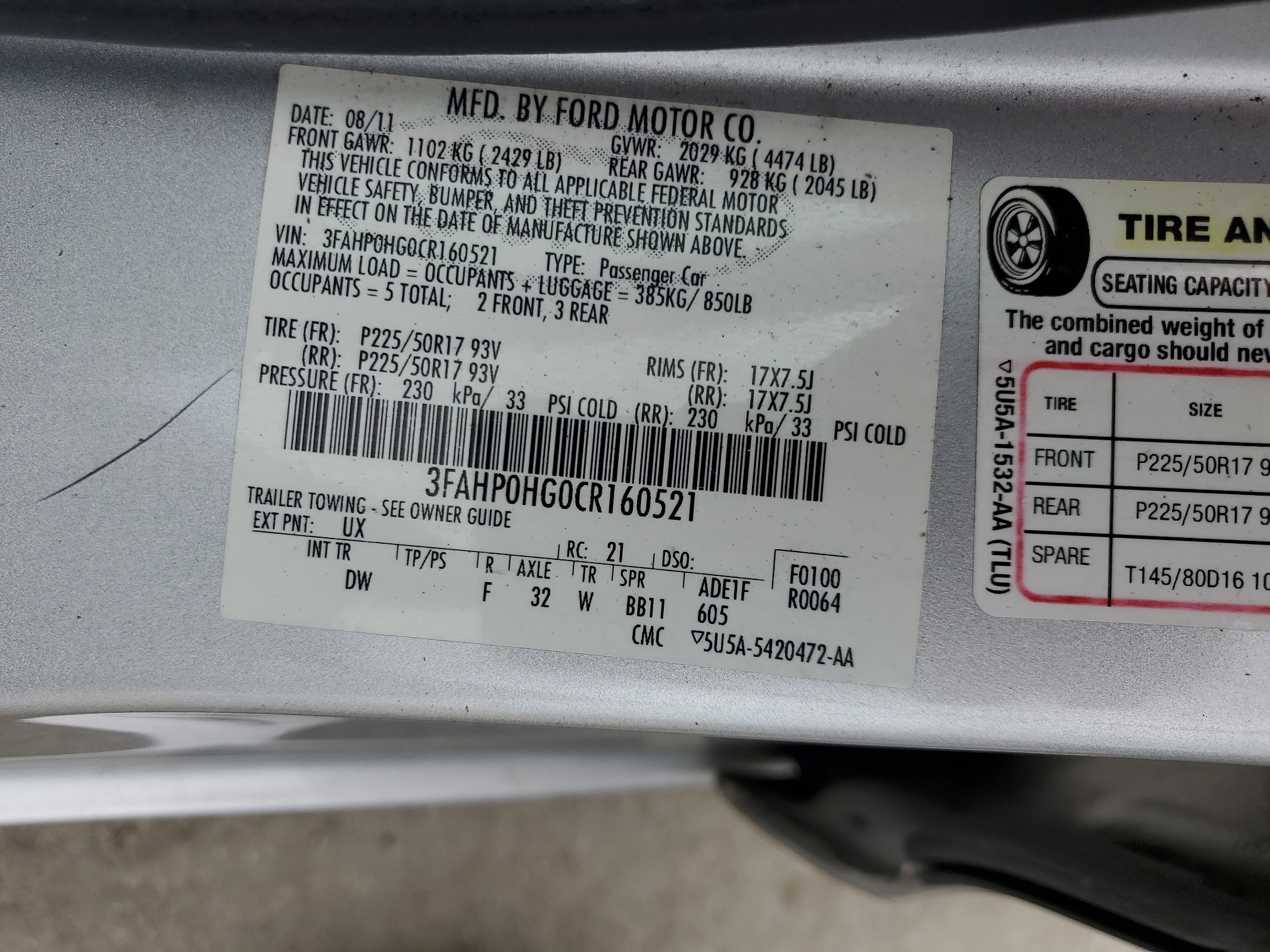 3FAHP0HG0CR160521 2012 Ford Fusion Se