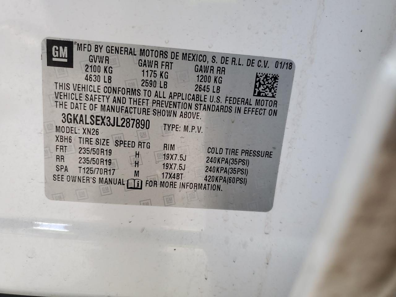 2018 GMC Terrain Denali VIN: 3GKALSEX3JL287890 Lot: 62342814