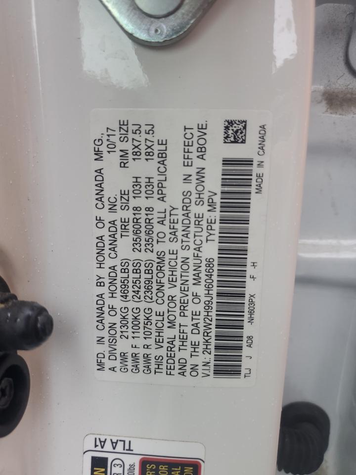 2018 Honda Cr-V Touring VIN: 2HKRW2H99JH604686 Lot: 64927334