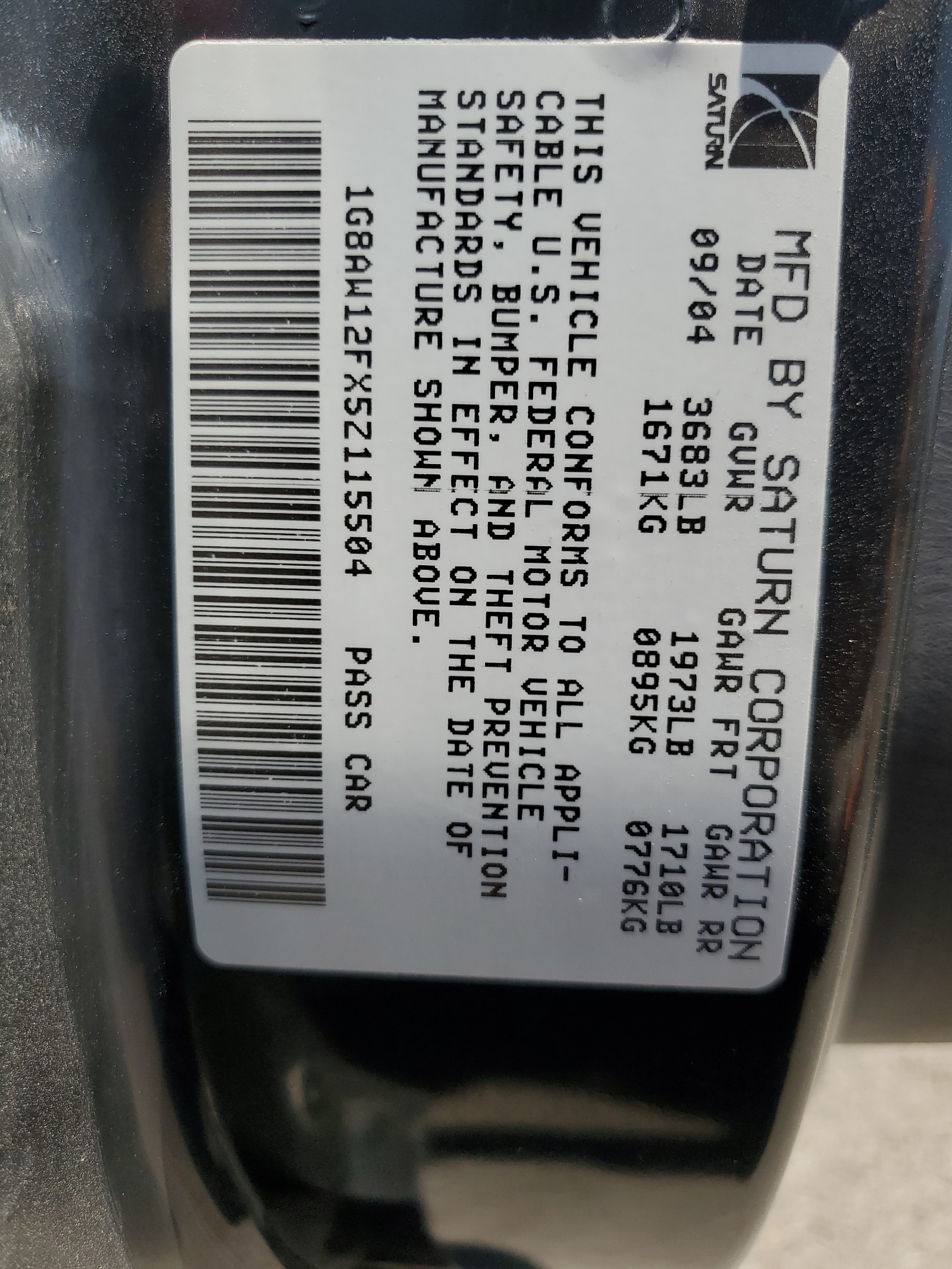 1G8AW12FX5Z115504 2005 Saturn Ion Level 3