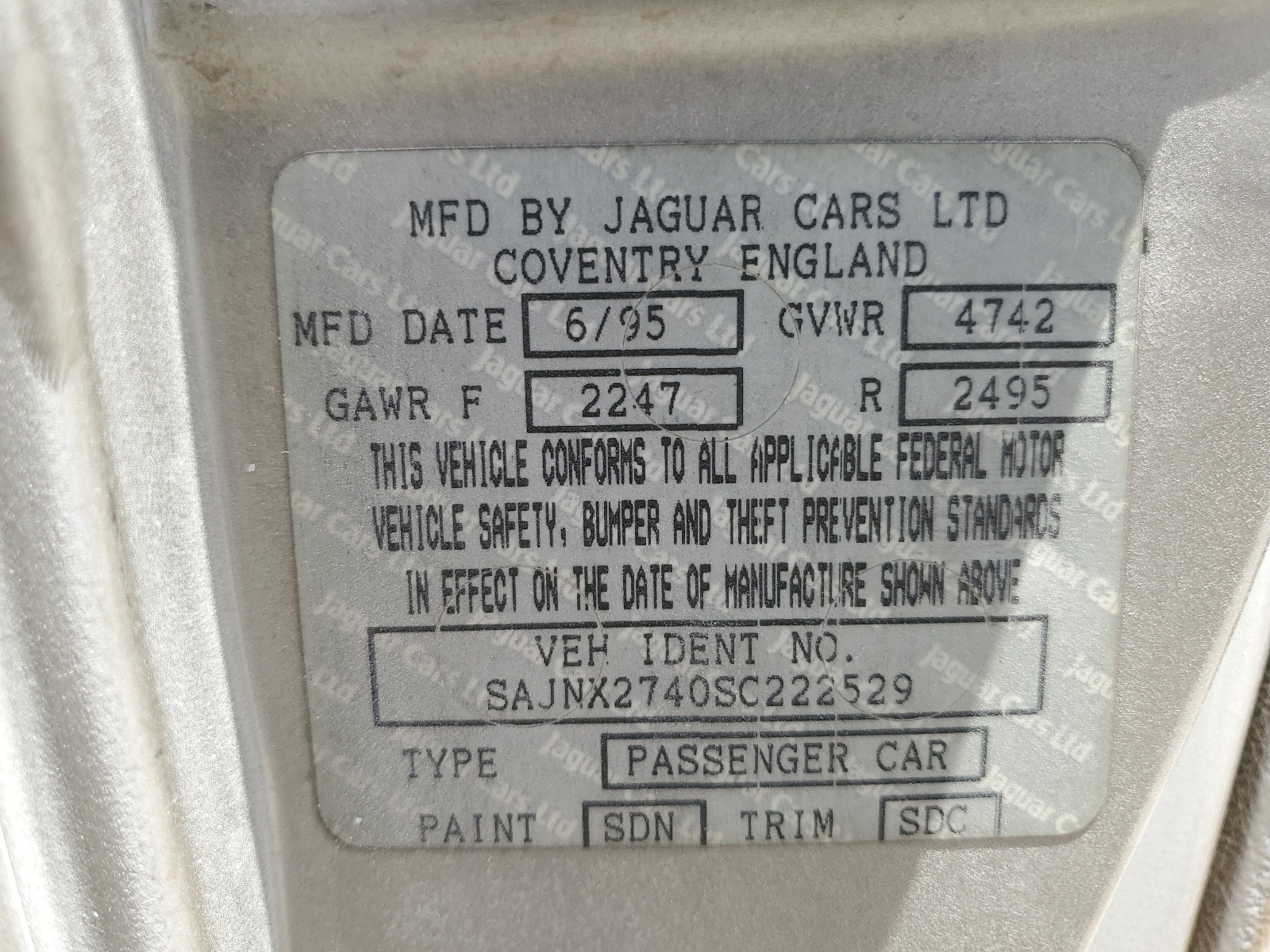 sajnx2740sc222529 SAJNX2740SC222529 1995 Jaguar Xjs 2+2