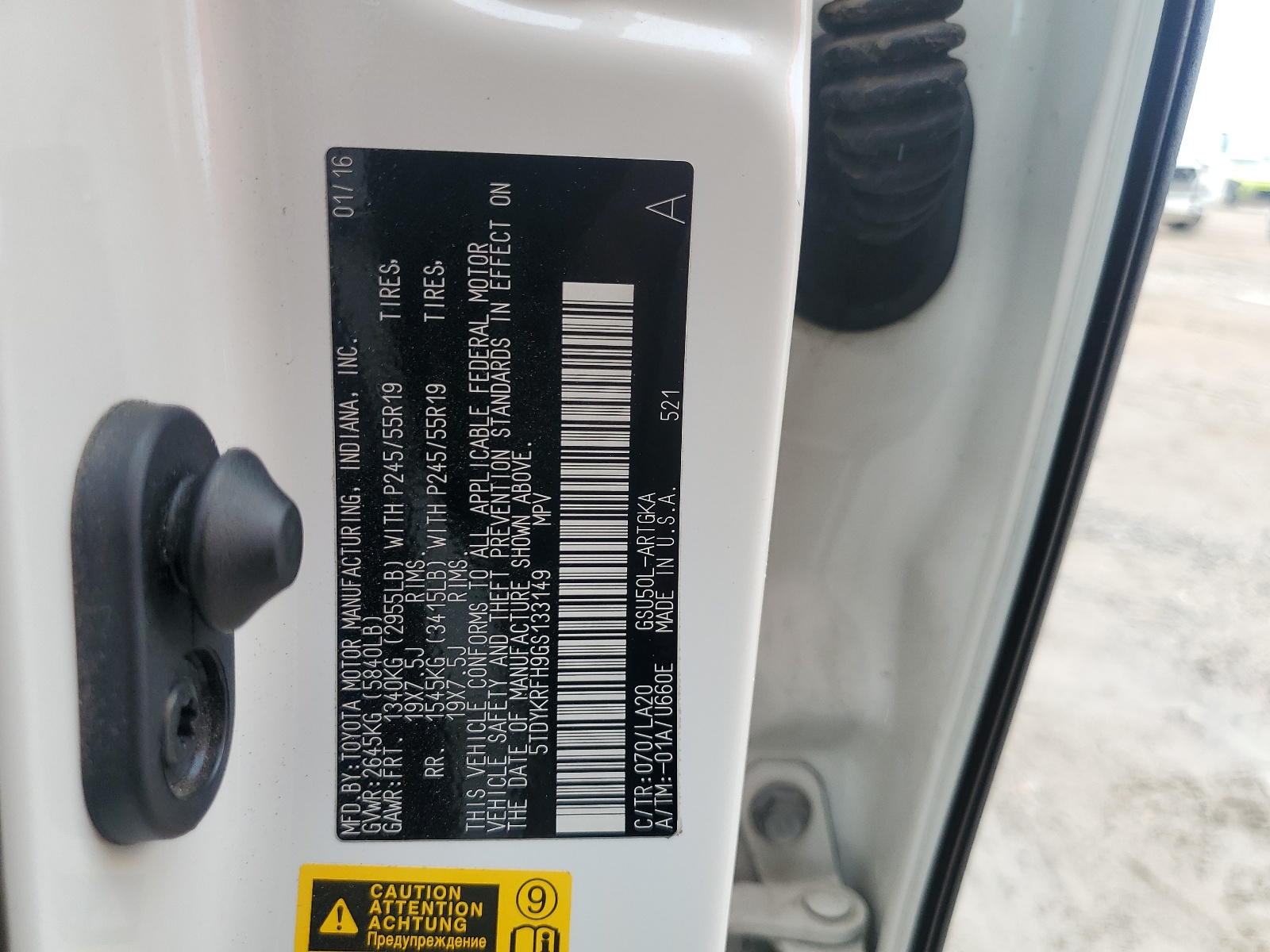 5TDYKRFH9GS133149 2016 Toyota Highlander Limited