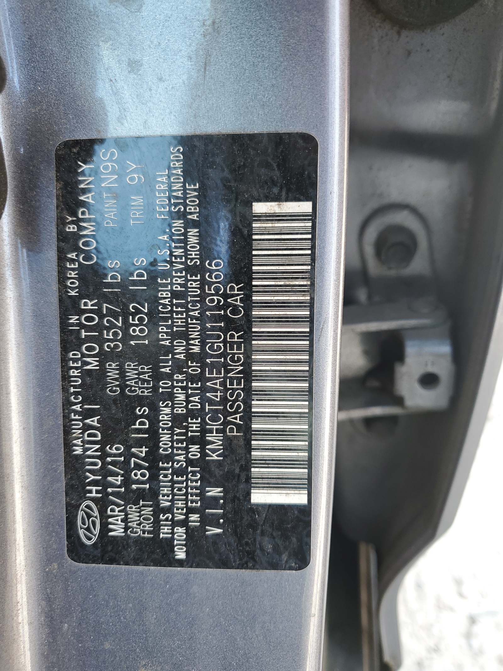 KMHCT4AE1GU119566 2016 Hyundai Accent Se