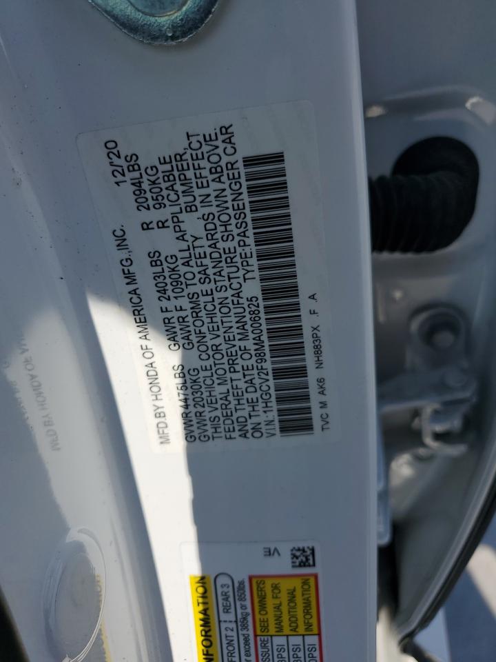 2021 Honda Accord Touring VIN: 1HGCV2F98MA006825 Lot: 62096764