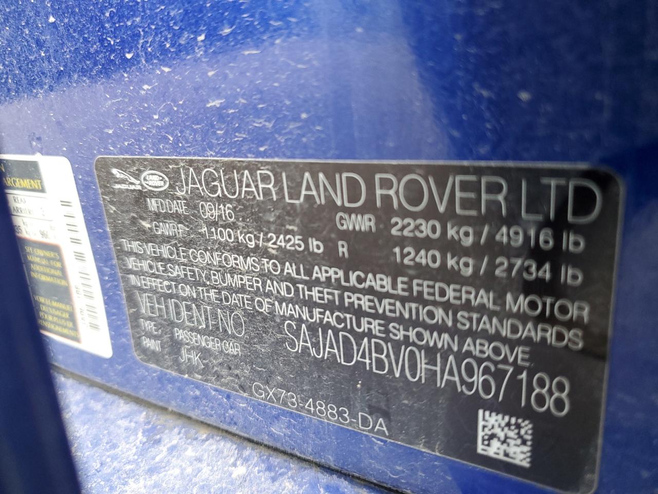 2017 Jaguar Xe Premium VIN: SAJAD4BV0HA967188 Lot: 63225324