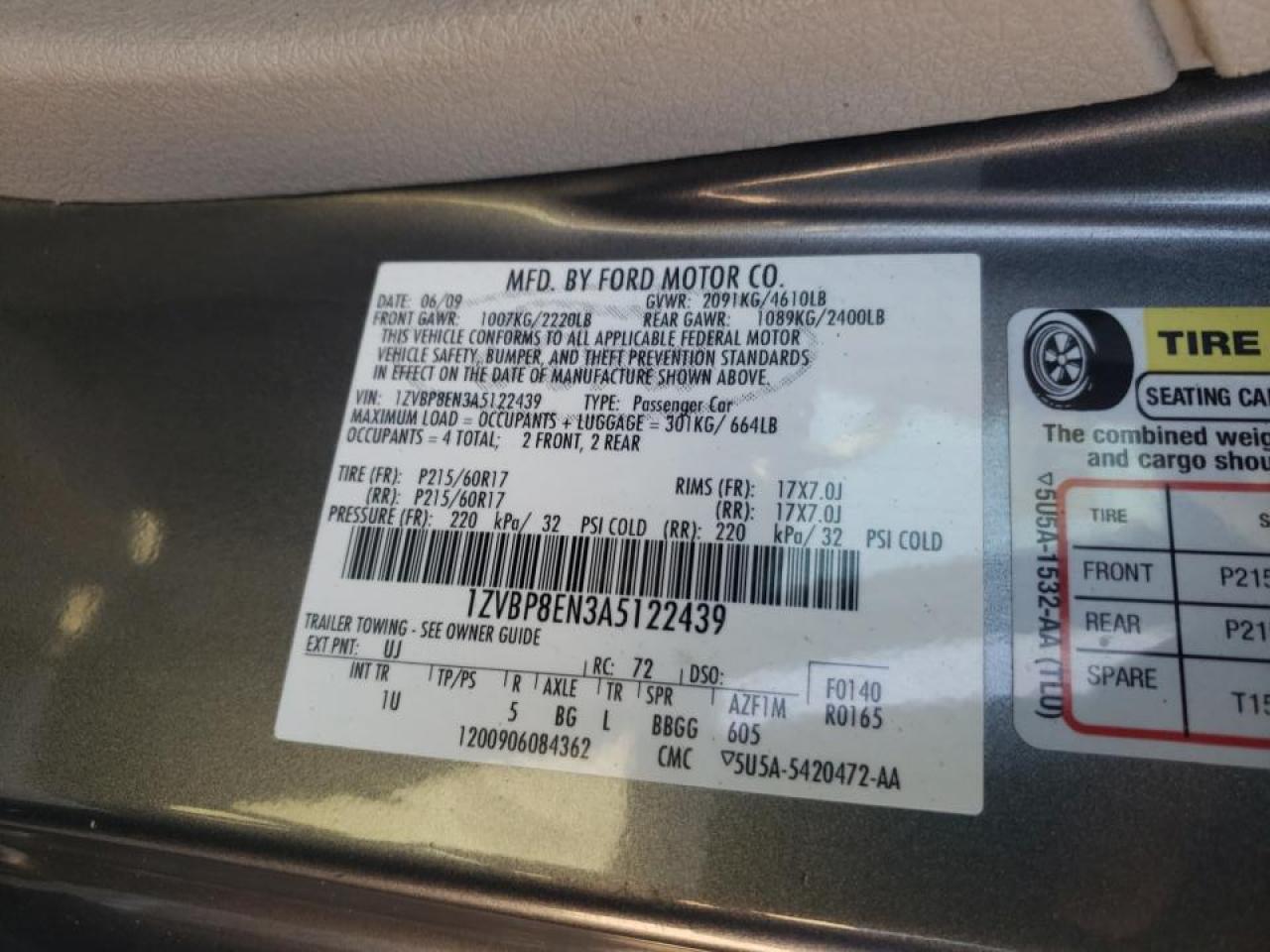 2010 Ford Mustang VIN: 1ZVBP8EN3A5122439 Lot: 63478744