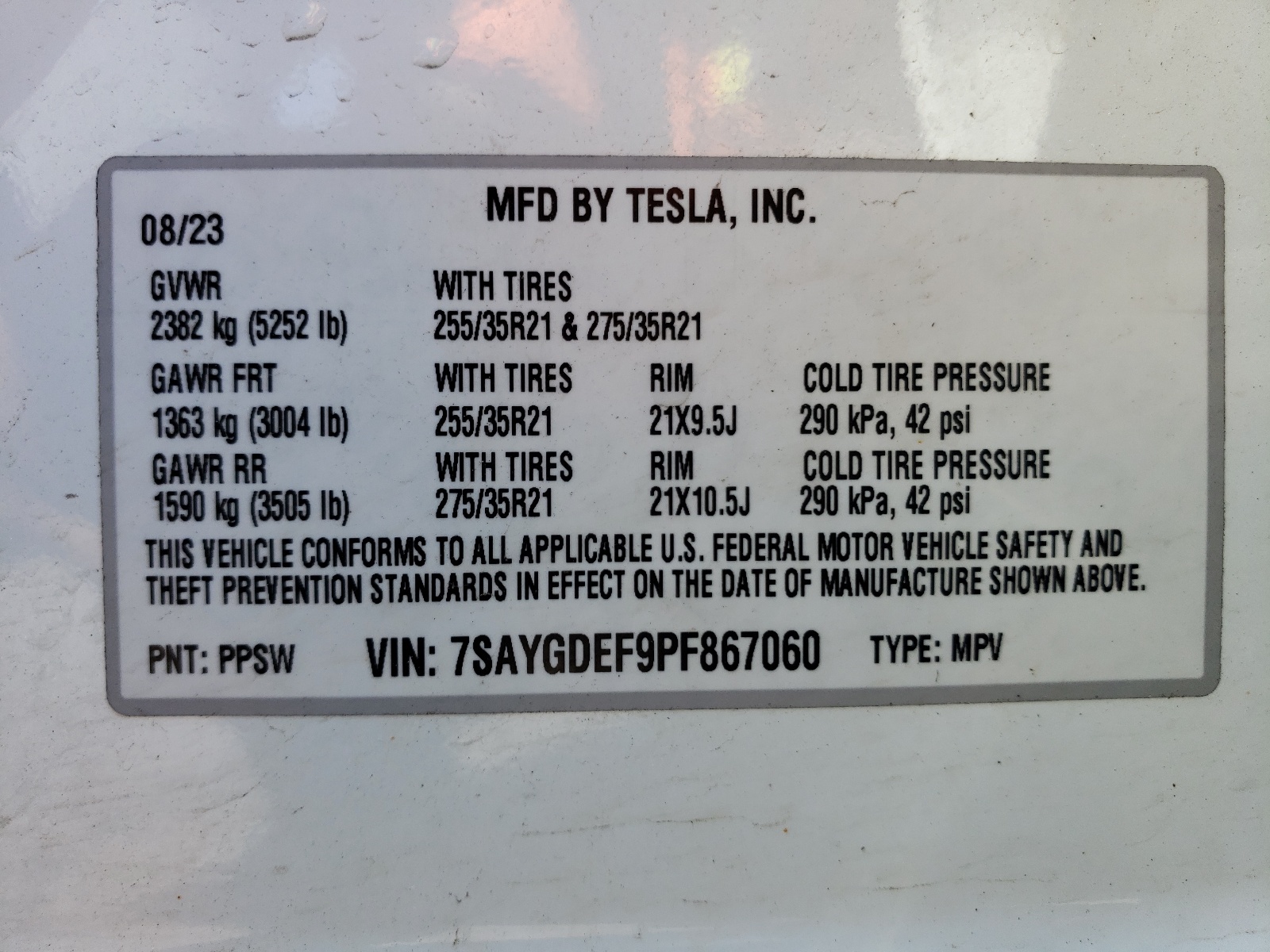 7SAYGDEF9PF867060 2023 Tesla Model Y