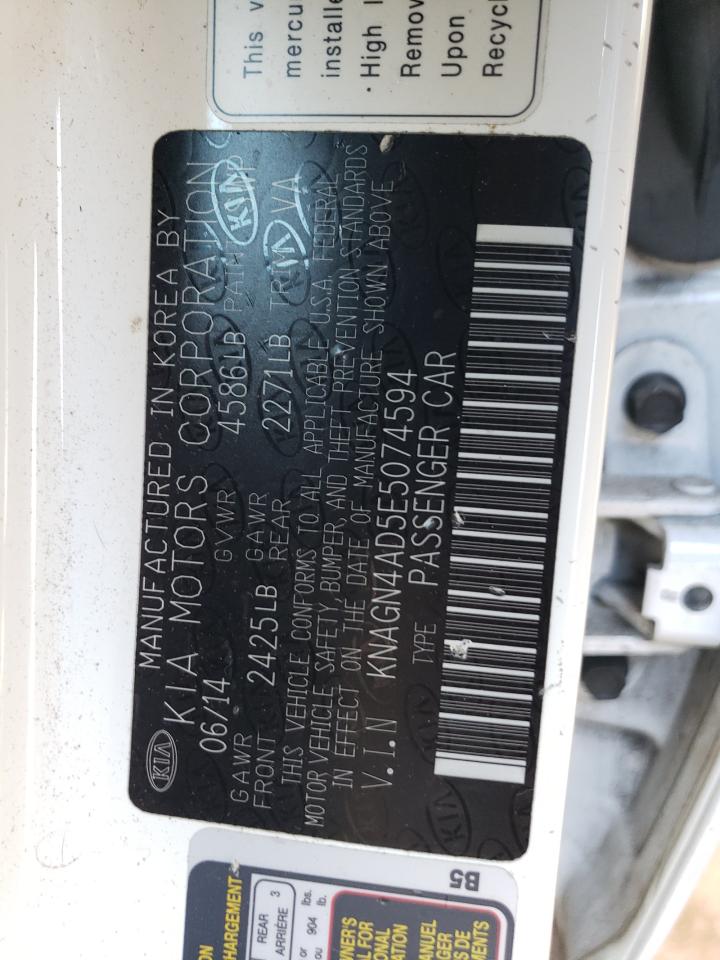 2014 Kia Optima Hybrid VIN: KNAGN4AD5E5074594 Lot: 61237124