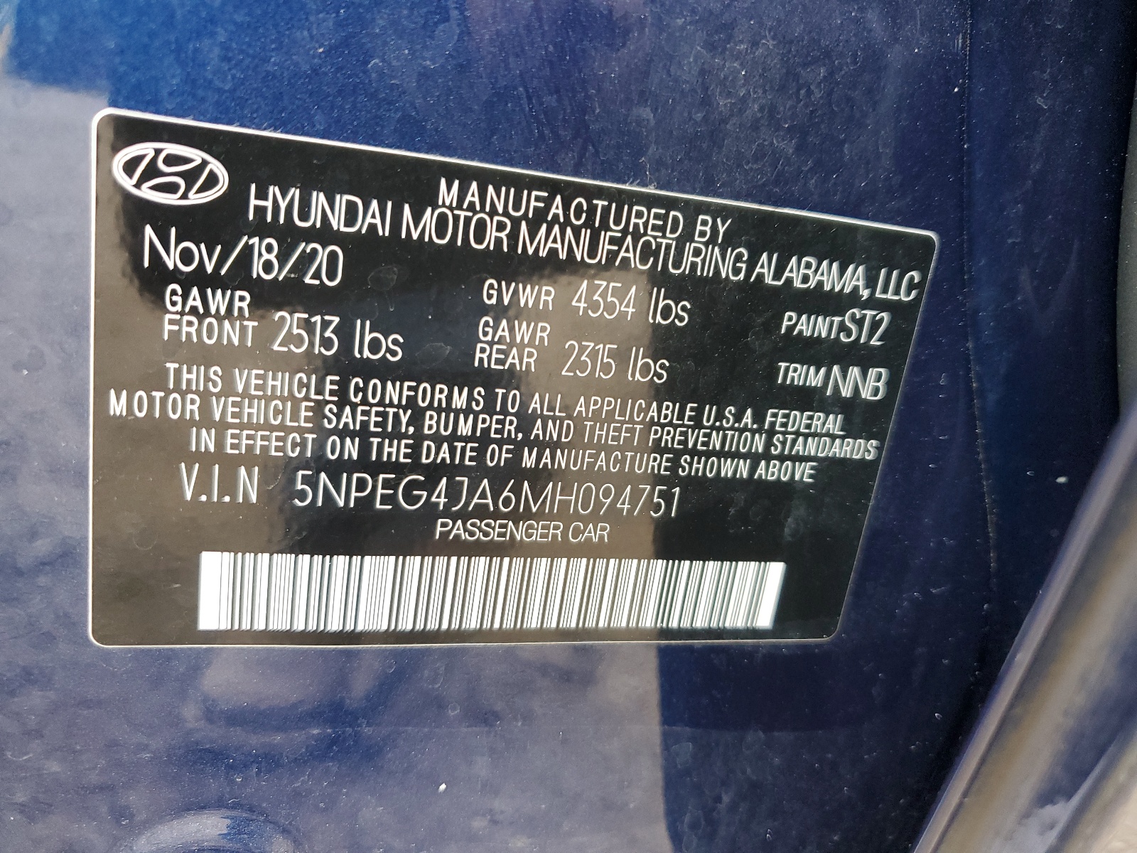 5NPEG4JA6MH094751 2021 Hyundai Sonata Se
