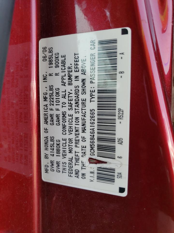 2006 Honda Accord Ex VIN: 1HGCM56846A162665 Lot: 63690844