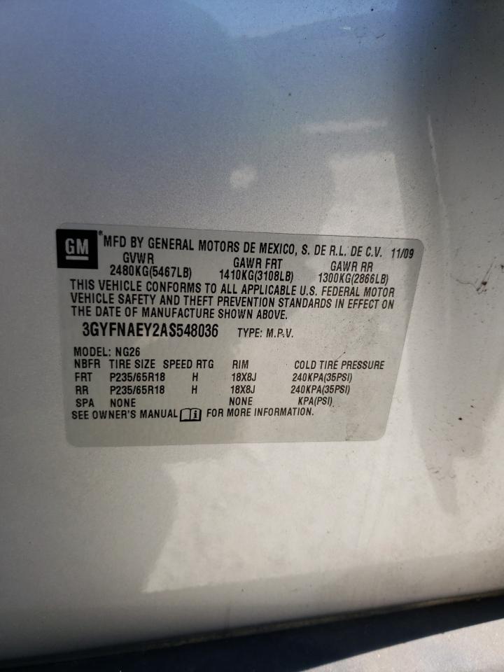 2010 Cadillac Srx Luxury Collection VIN: 3GYFNAEY2AS548036 Lot: 63102854