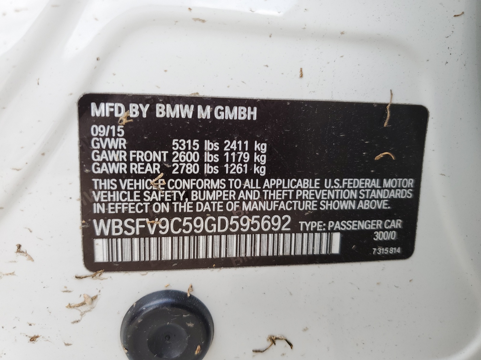 WBSFV9C59GD595692 2016 BMW M5