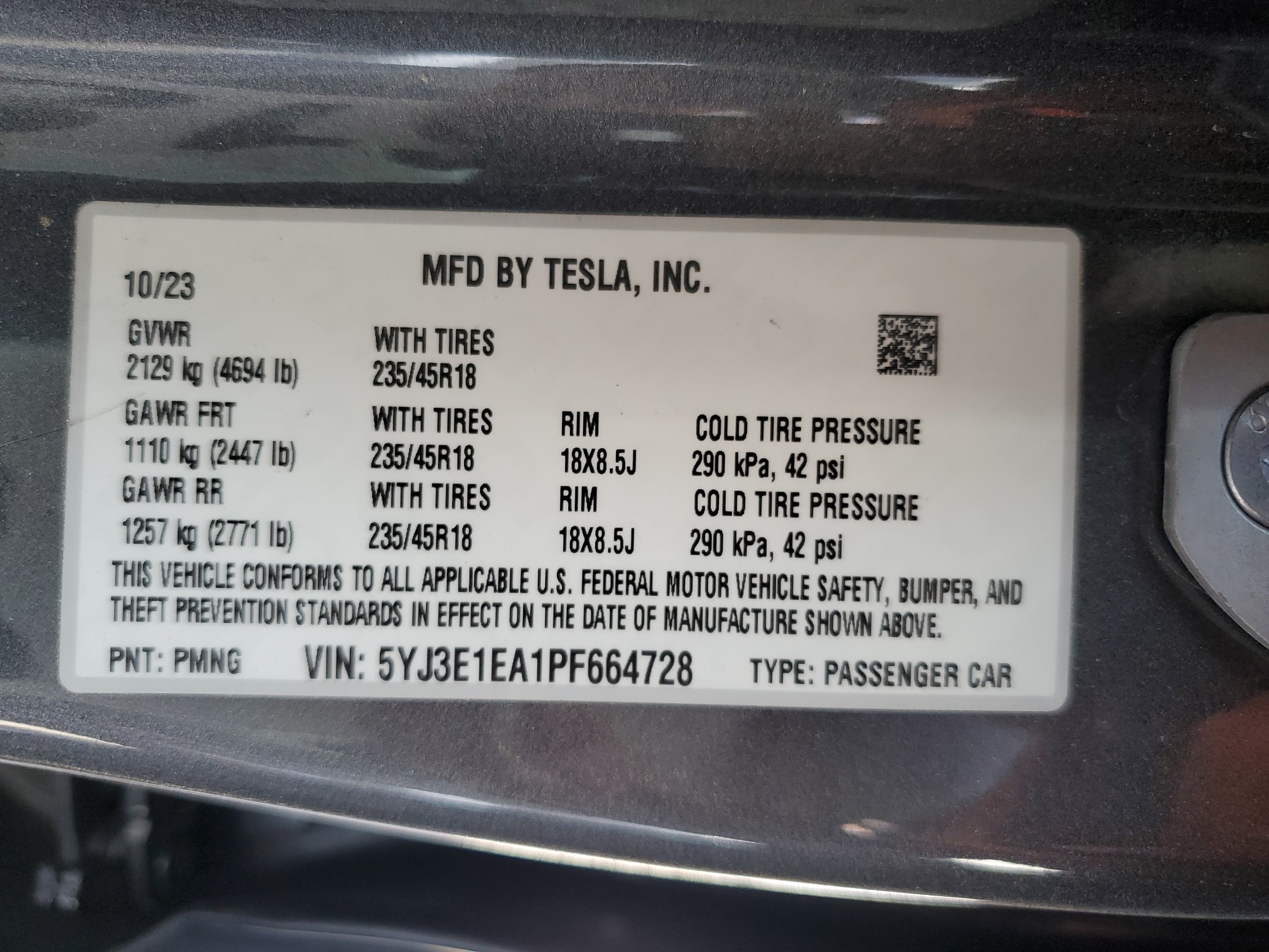 5YJ3E1EA1PF664728 2023 Tesla Model 3