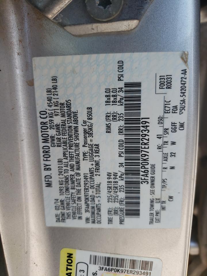 2014 Ford Fusion Titanium VIN: 3FA6P0K97ER293491 Lot: 63778904